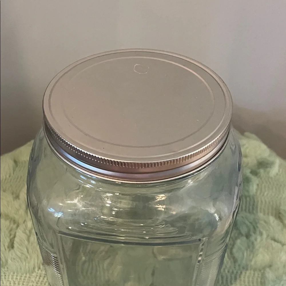 Glass Storage Jar with Silver Lid like new made in USA